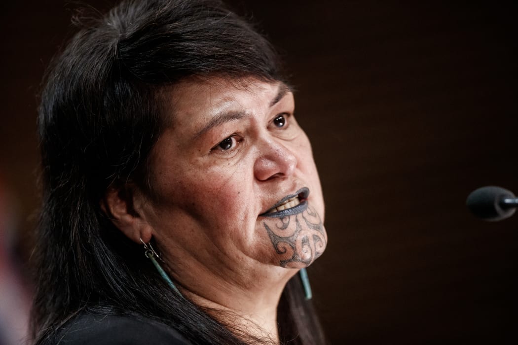 Minister for Local Government Nanaia Mahuta holds a press conference in the Beehive Theatrette on the Three Waters reform.