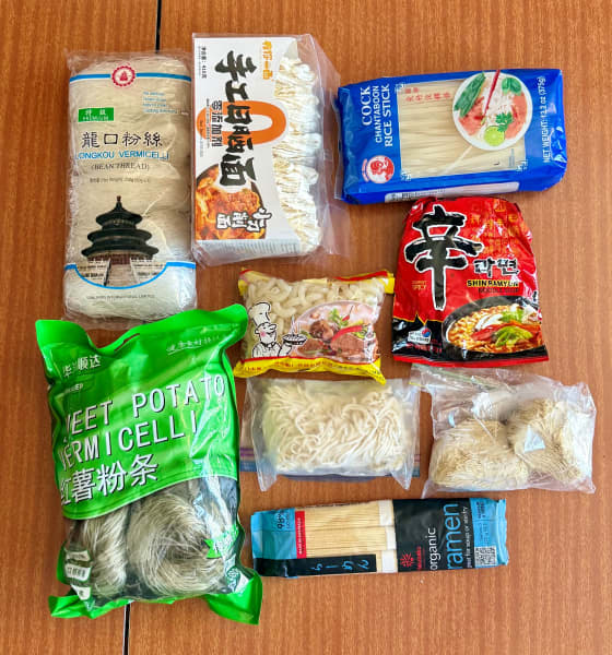 Sam Low has seven varieties of noodles in his kitchen.