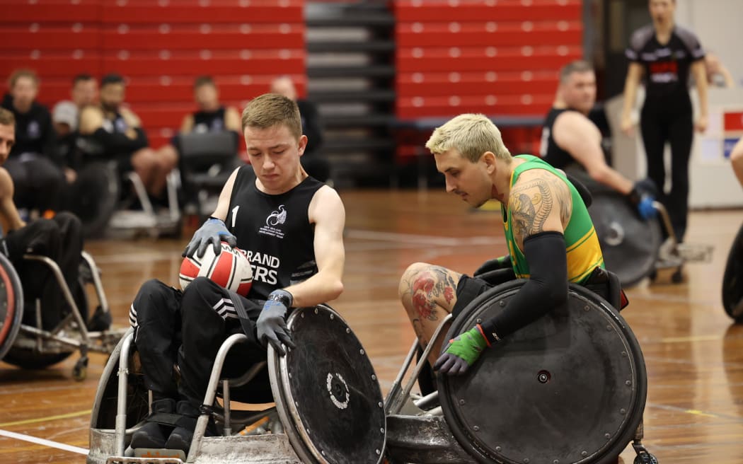 Dylan Lloyd (left) plays wheelchair rugby for the Otago Wheel Landers.
