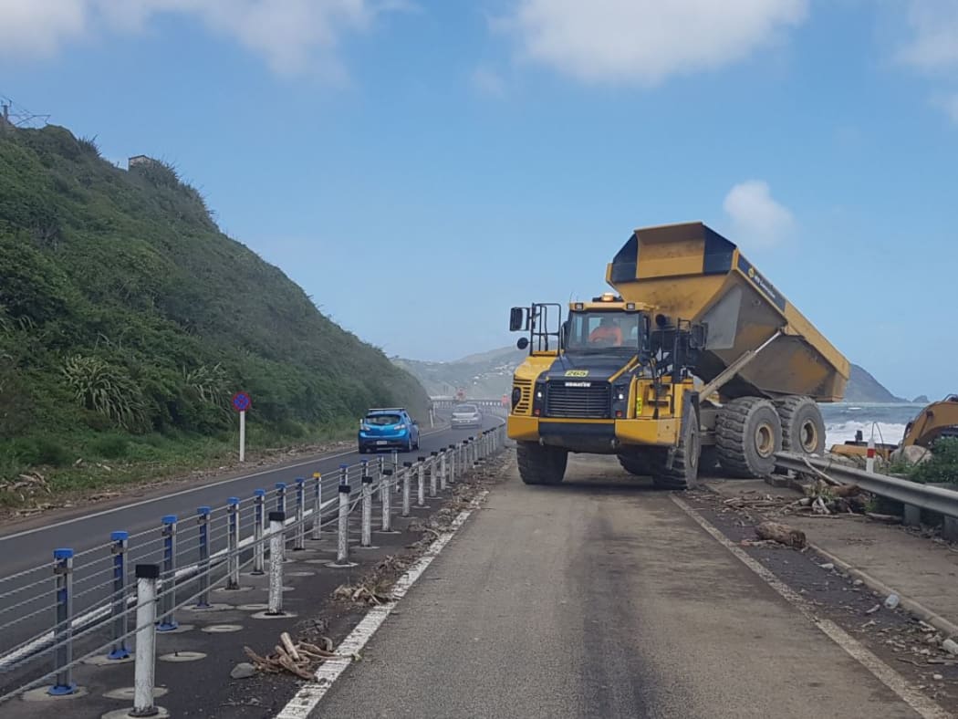 Repairs on State Highway 1 between Pukerua Bay and Paekakariki on the Kapiti Coast.