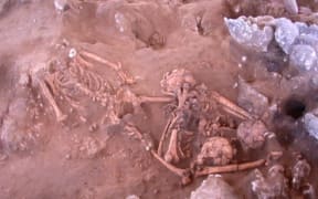 A 3,000-year-old burial in the Pacific Island nation of Vanuatu that is source of one of the ancient DNA samples.