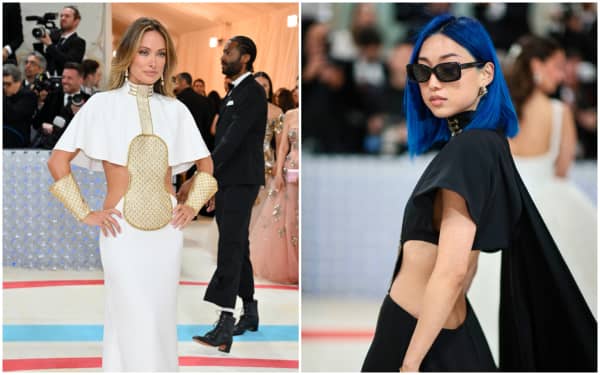 Olivia Wilde attended the 2023 Met Gala celebrating "Karl Lagerfeld: A Line Of Beauty" wearing a white dress by Chloé, Margaret Zhang attended the event wearing the same dress by the French luxury label albeit in black.