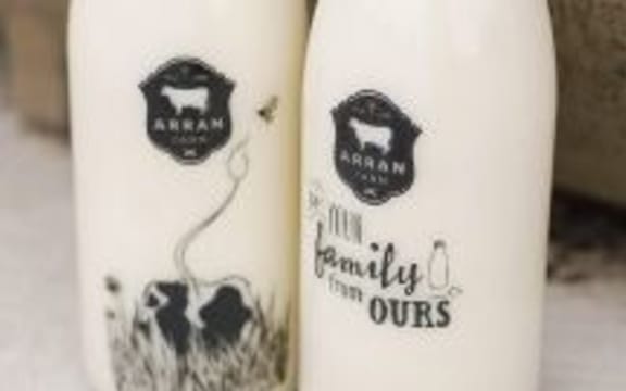 The raw milk is sold through a vending machine at Arran Farm Milk Shop in Feilding