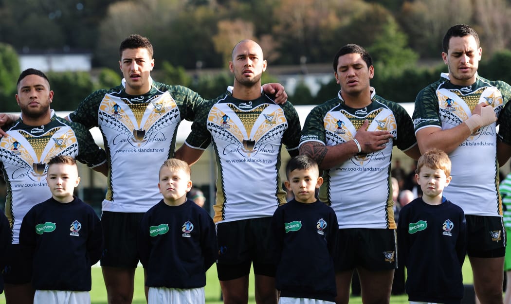 The Cook Islands team at the 2013 Rugby League World Cup.