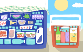 Food and ice packed in chilly bins