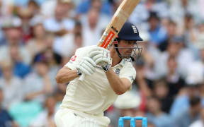 Alastair Cook bats at the Kia Oval on day three of the third Test Match between England and South Africa.