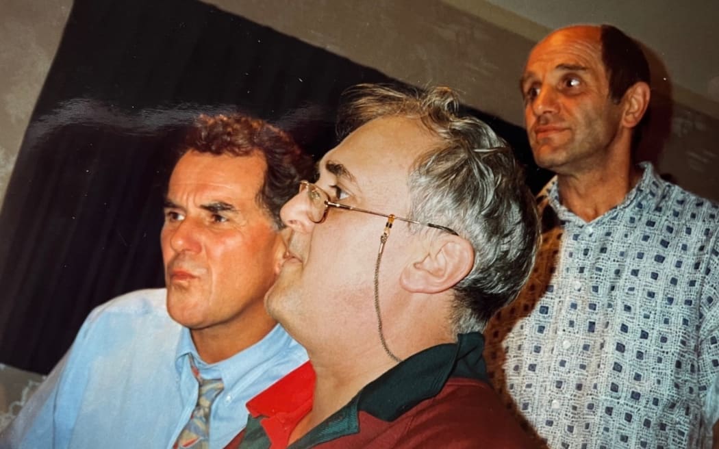 From left: Malcolm McNeill, John Charles and Bruno Lawrence in 1994