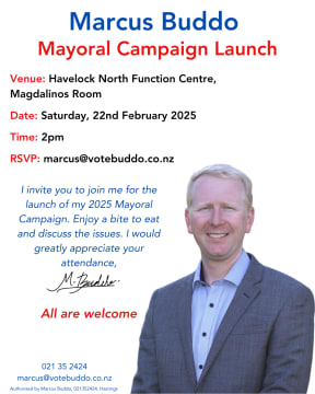 Marcus Buddo is a fourth generation sheep and beef farmer, and has announced he has put his hand up for election to be mayor of Hastings in the 2025 election.