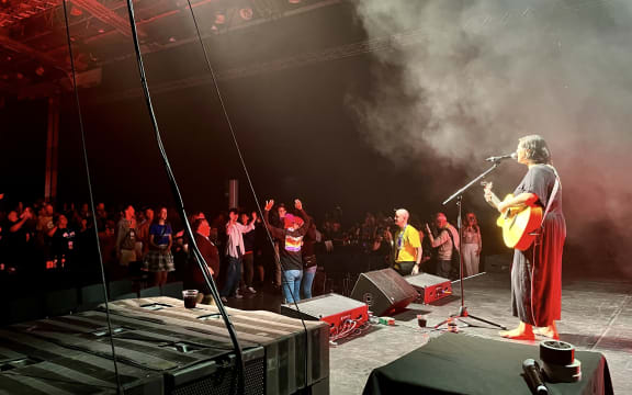Attendees dance as Anika Moa plays her classic hit ‘Dreams in my head’.