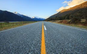Asphalt highway in the South Island.