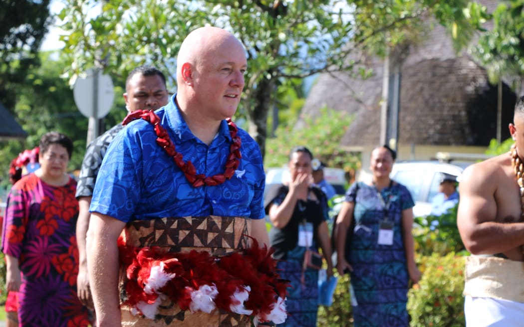 Prime Minster Christopher Luxon attends a ceremony to bestow on him a matai title, 16 March 2026, Apia.