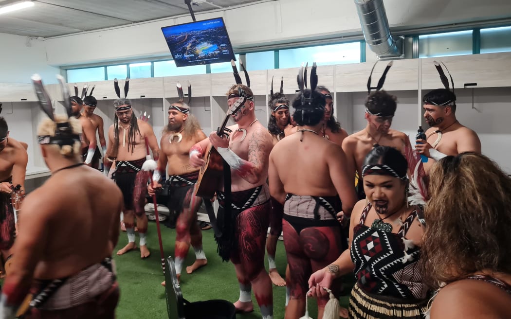 Te Ringa Kaha prepare to take the stage at Te Matatini on 22 February, 2023.