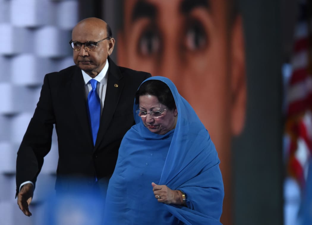 Captian Humayun Khan's parents, Khizr and Ghazala Khan, as the Democratic National Convention.