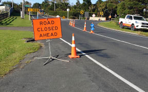 Road closures in Muriwai following Cyclone Gabrielle.