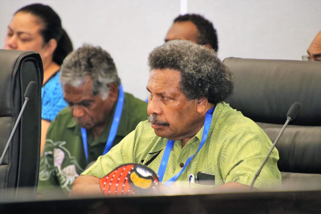Papua New Guinea Foreign Minister Soroi Eoe attends a meeting in the lead up to the Pacific Islands Forum leaders summit in Tuvalu. August 2019