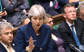 Britain's Prime Minister Theresa May  speaking in the House of Commons on Brexit in London on July 9, 2018.