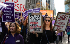 Nurses strike and rally. march down Queen St and meet at Aotea Square