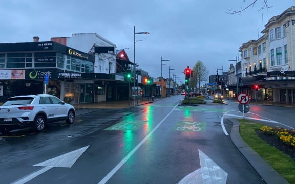 A quiet Hamilton street on Monday as part of the Waikato region starts five days of alert level 3 following two community cases of Covid-19.