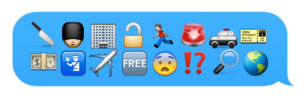 A screenshot of an iPhone message in emoji