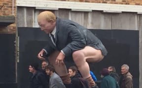 The statue of Nick Smith, by artist Sam Mahon, was delivered to the Environment Canterbury headquarters on Monday morning.