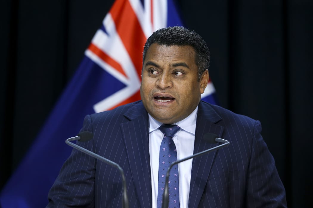 Minister for Broadcasting, Communications and Digital Media Kris Faafoi speaks during a media conference at Parliament on 23 April 2020 in Wellington.