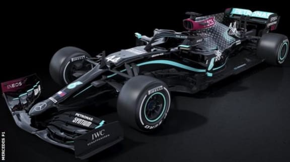 2020 Mercedes F1 car in black livery