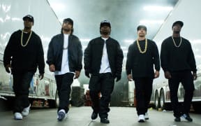 Aldis Hodge, Neil Brown Jr., Jason Mitchell, O'Shea Jackson Jr., and Corey Hawkins in Straight Outta Compton.