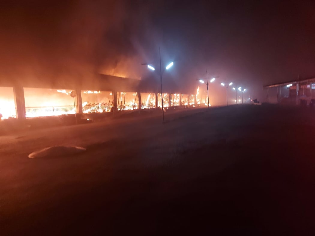Fire at a commercial precinct in Ba, Fiji.
