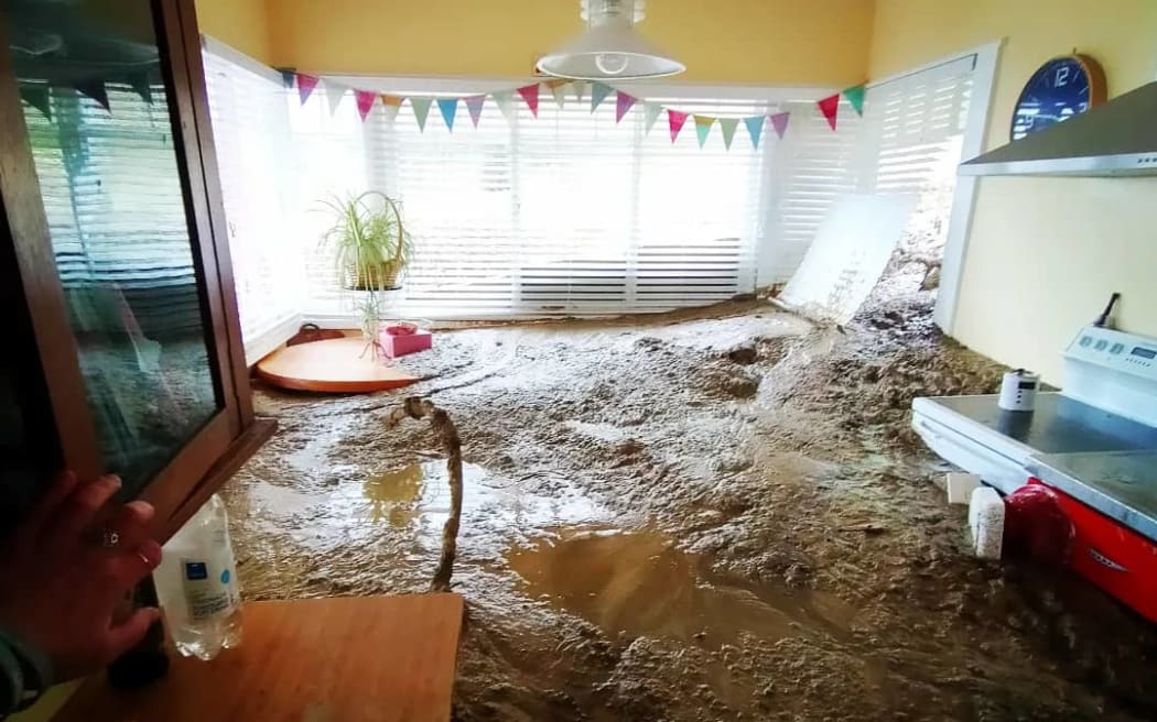 Mud from a landslide entered Alana Pearce's house and reached the windowsills earlier this week.