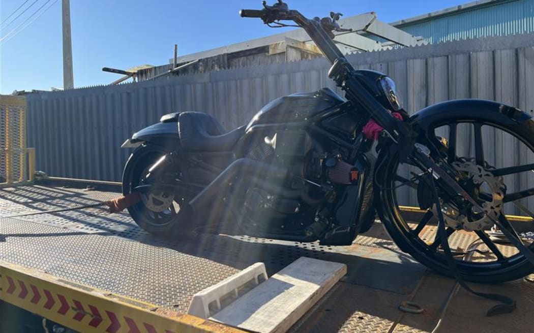The motorbike which was taken by police.