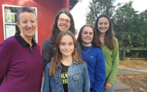 Wellington High School teacher Nicola Dow with students (front) Sophie Leadbetter, (rear from left) Xandi Gobbi, Lily-Mai Parkin and Willow Ashby.