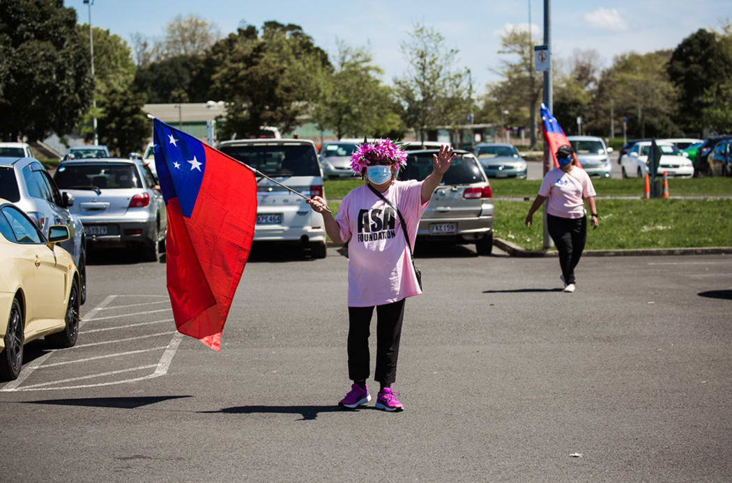 One of many Samoan flags waved at Manurewa Super Saturday event