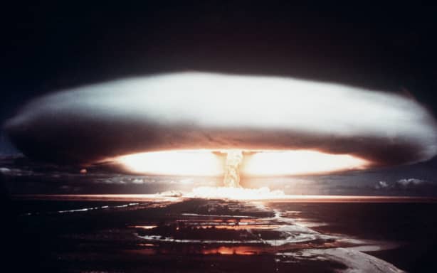 Picture taken in 1971, showing a nuclear explosion in Mururoa atoll.