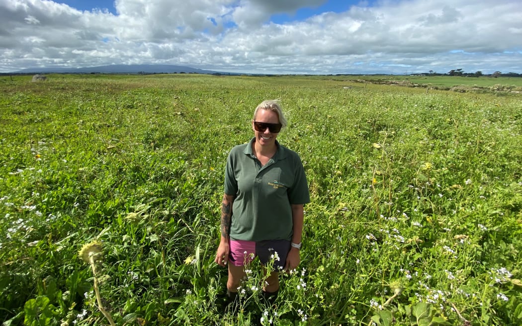 Rachel Short in her "salad bowl" paddock.