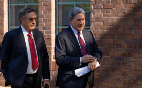 Brian Henry and Winston Peters entering the High Court in Auckland