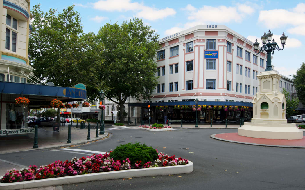 WhANGANUI - FEB 22:The Watt Fountain in Victoria Avenue on February 22 2013 in Wanganui New Zealand.Wanganui was shortlisted as one of 21 Intelligent Communities worldwide for 2013.