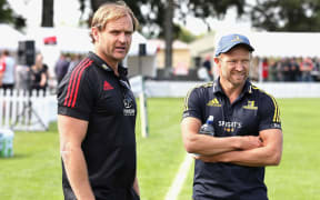 Crusaders head coach Scott Robertson and Highlanders head coach Tony Brown