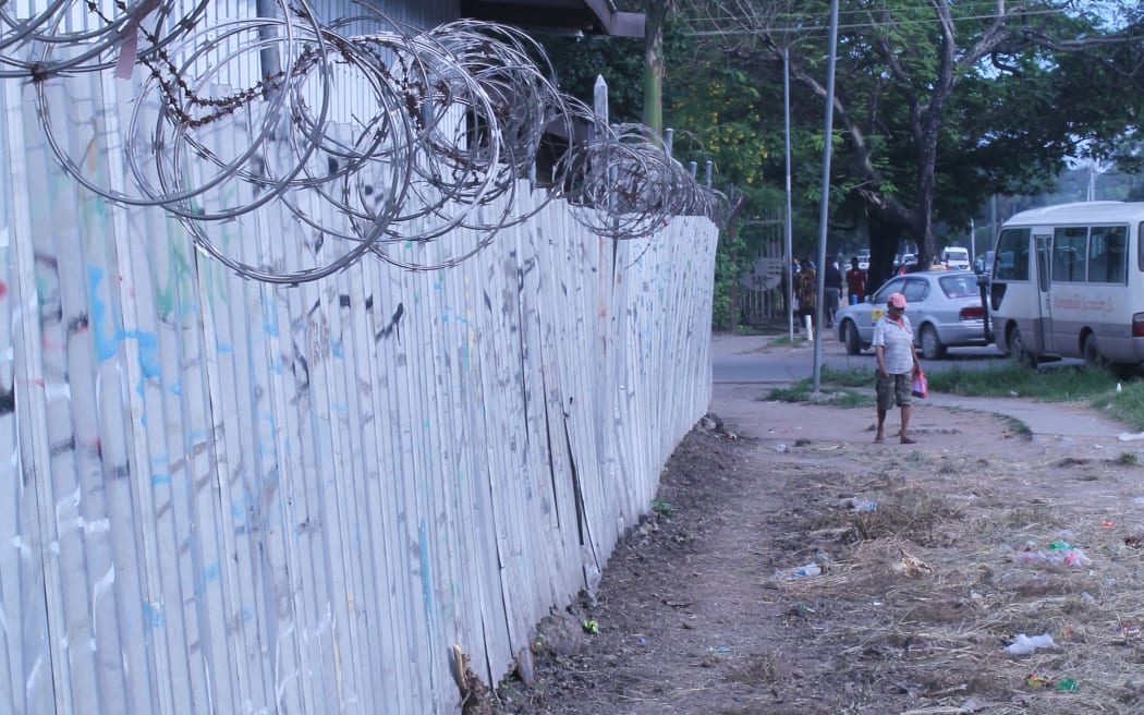 Razor wire, Boroko, Port Moresby.