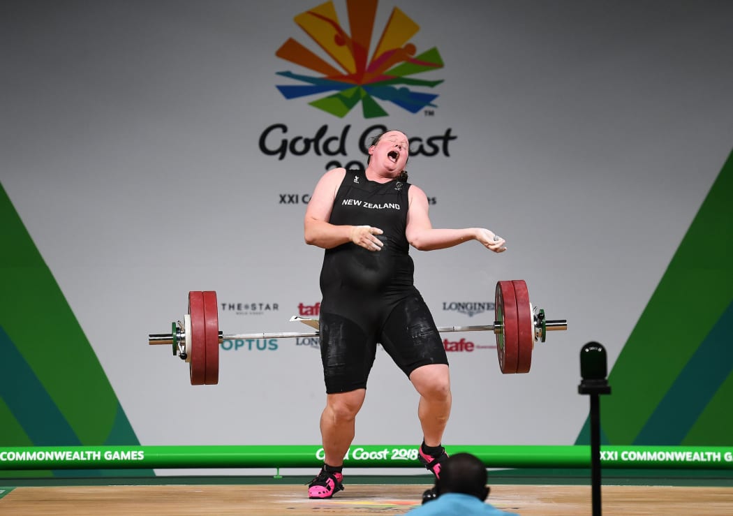 New Zealand's Laurel Hubbard.
Weightlifting, Women's +90kg 2018. Carrara Sports Hall. Commonwealth Games, Gold Coast, Australia. Monday 9 April 2018. © Copyright photo: Andrew Cornaga / www.photosport.nz