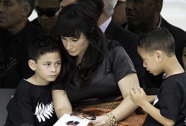 Jonah Lomu's widow Nadene and sons at the memorial service for the former All Black.