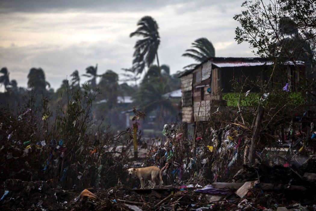 Houses destroyed by the passage of Hurricane Eta, in Bilwi, Puerto Cabezas, Nicaragua, on 15 November. Hurricane Iota was nearing the region as a category 5 storm.
