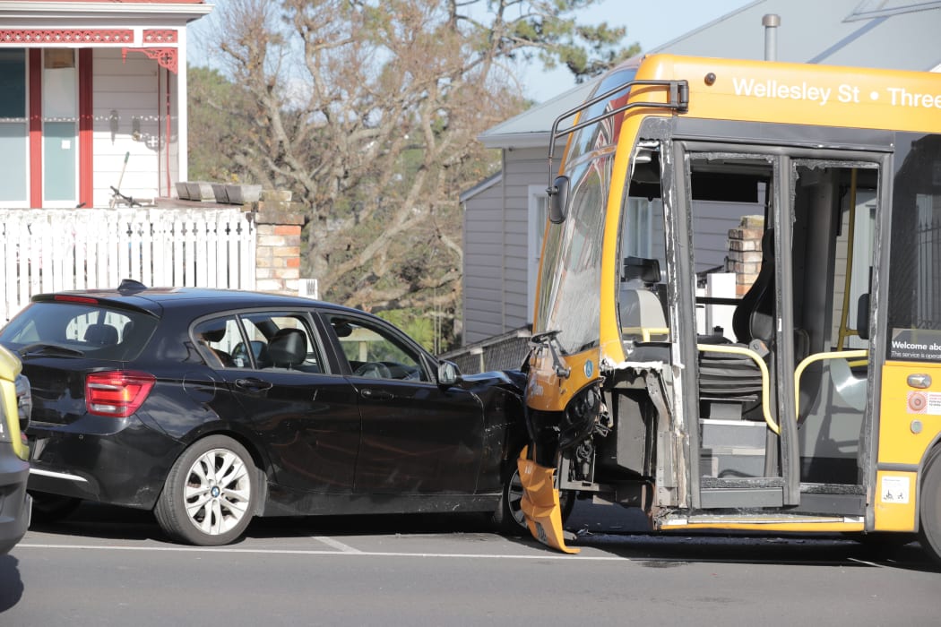 Three vehicles were damaged after a bus crash in Herne Bay.