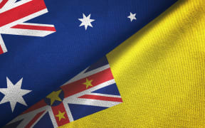 Australia and Niue two folded flags together