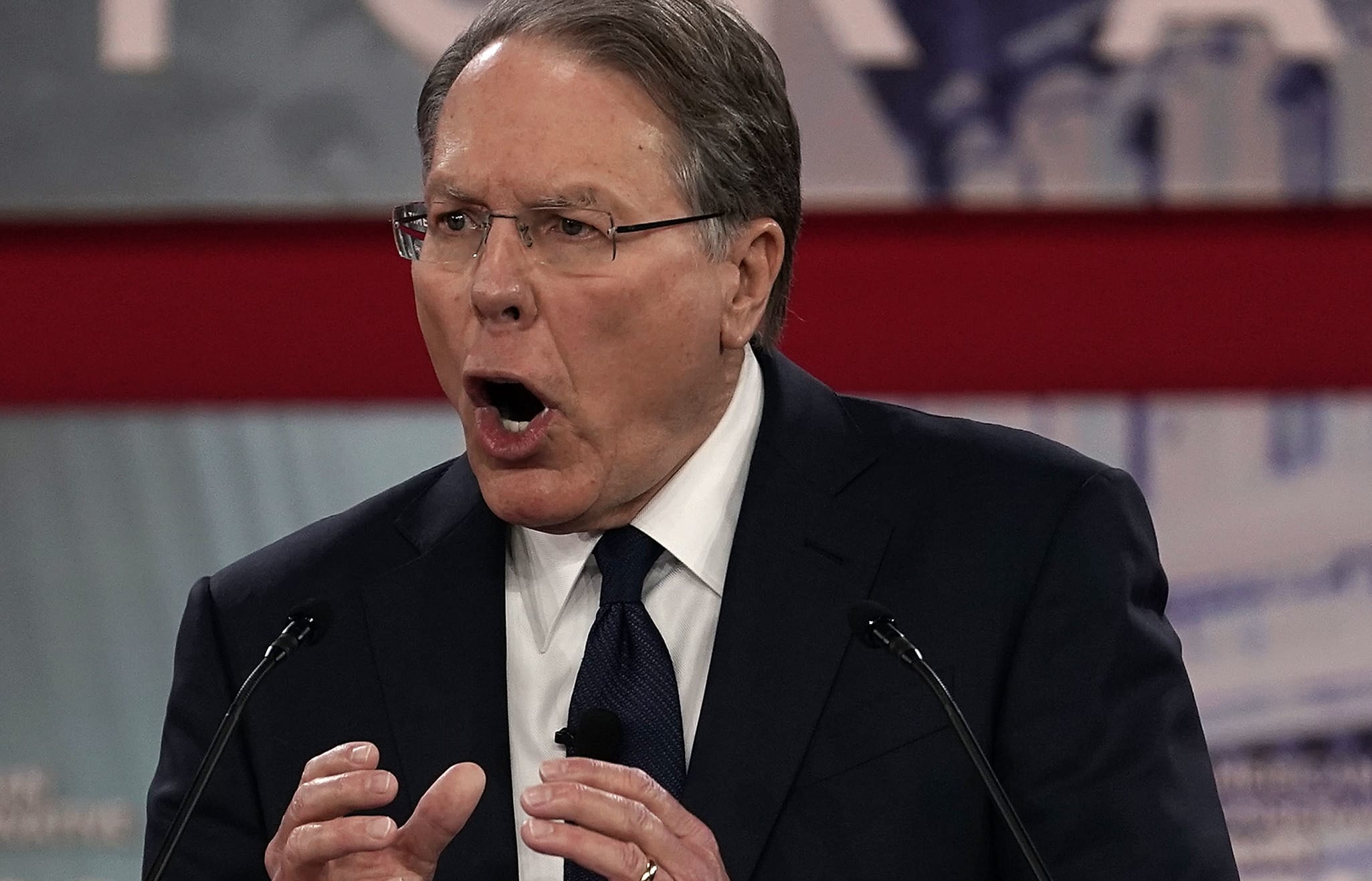 NRA vice president Wayne LaPierre speaks during CPAC 2018 in National Harbor, Maryland.
