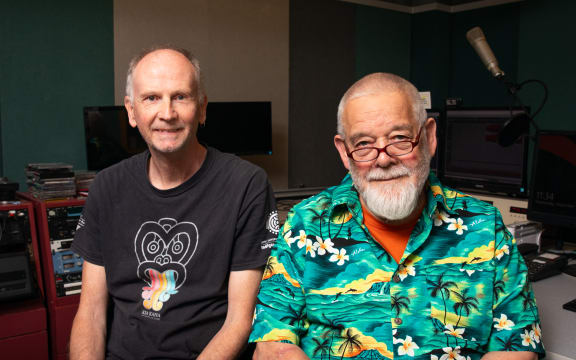 Host of New Horizons William Dart in the studio with his producer Tim Dodd