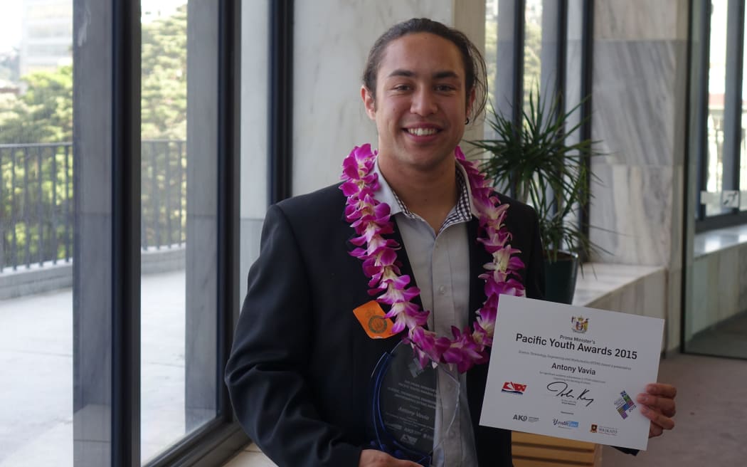 Antony Vavia, a Marine Biology student of Cook Islands and Fijian heritage from south Auckland, won the science category at the Pacific Youth Awards, 2015.