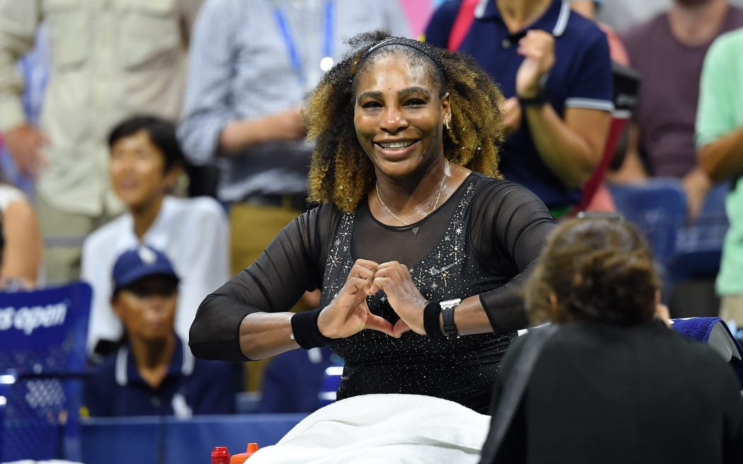 Serena Williams during her first round match at the 2022 US Open.