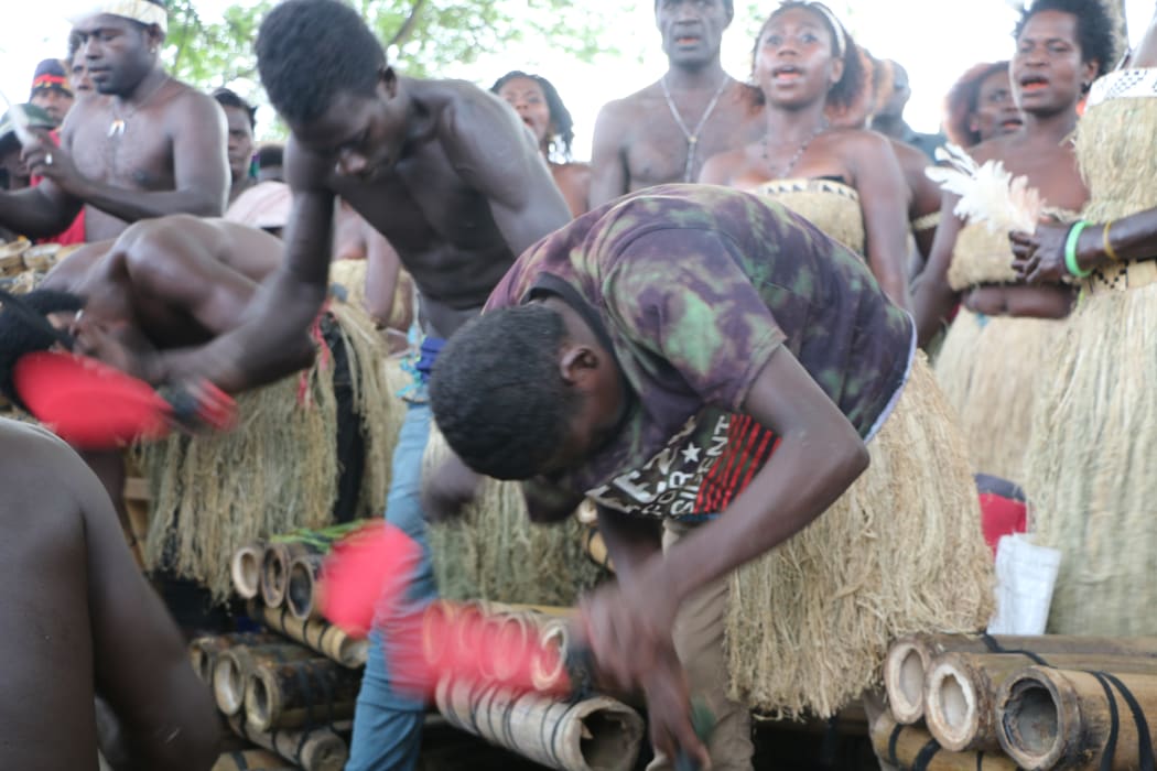 A cultural group performing in Bougainville