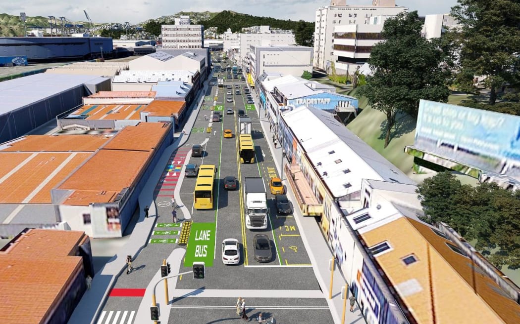 A drawing of a signalised crossing like those being installed along Thorndon Quay. These are activated only when the pedestrian hits the button.