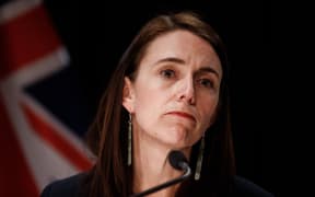 03092021 PHOTO: ROBERT KITCHIN/STUFF
L-R: 
Prime Minister Jacinda Ardern and Police Commissioner Andrew Coster hold a press conference with the details of the Auckland supermarket terror attack in the Beehive Theatrette on Friday evening.